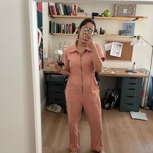 NOBLE Women's Pink Utility Jumpsuit with Front Zip